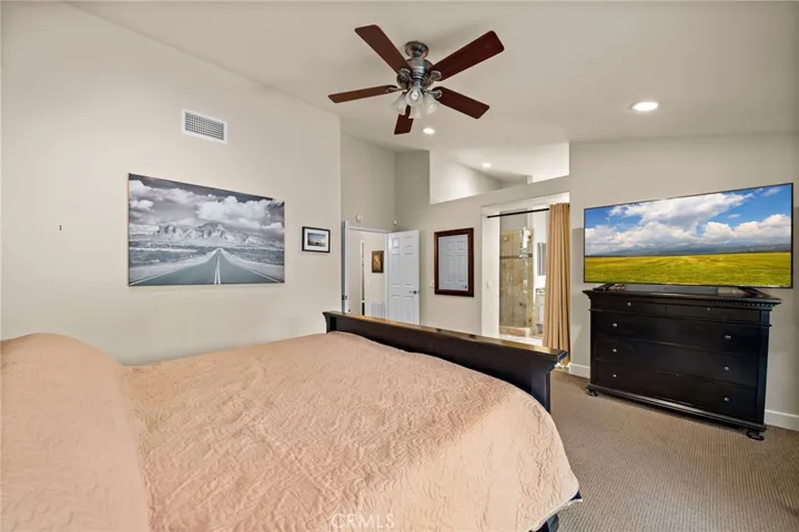 Master suite ceiling fan.