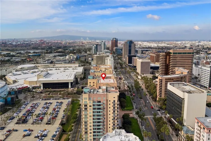 Aerial view of the Aqua Towers and city view