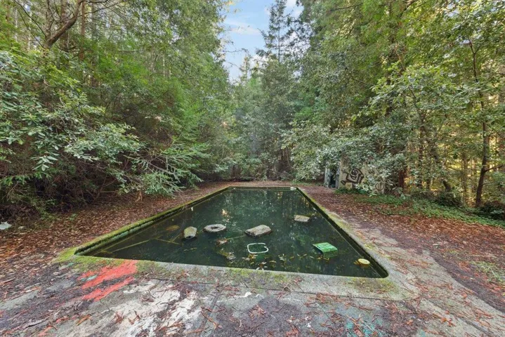 pool above and behind main house