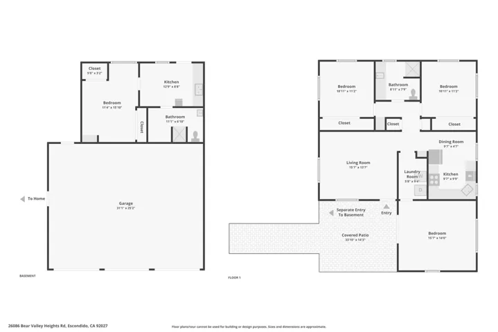 Main Floor Peacock House and Downstairs Studio and Garage Floor