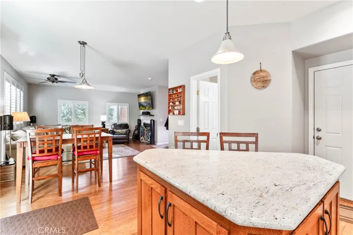 Open view from kitchen to living room.