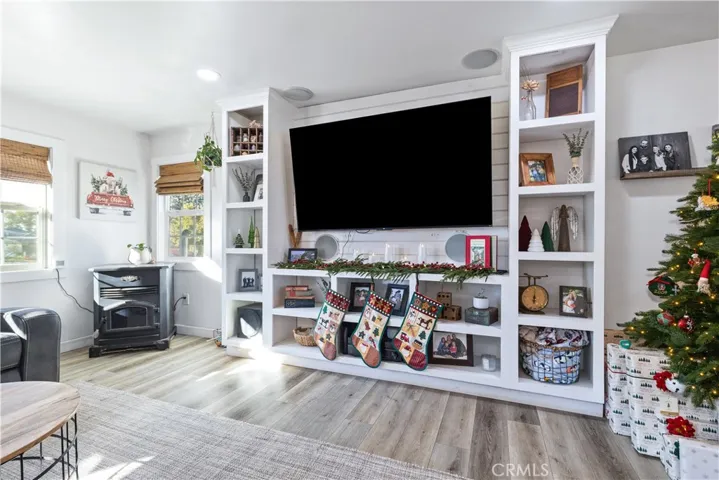 Pellet Stove and Entertainment area
