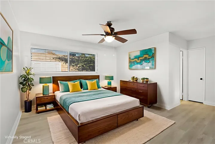 Virtually staged primary bedroom