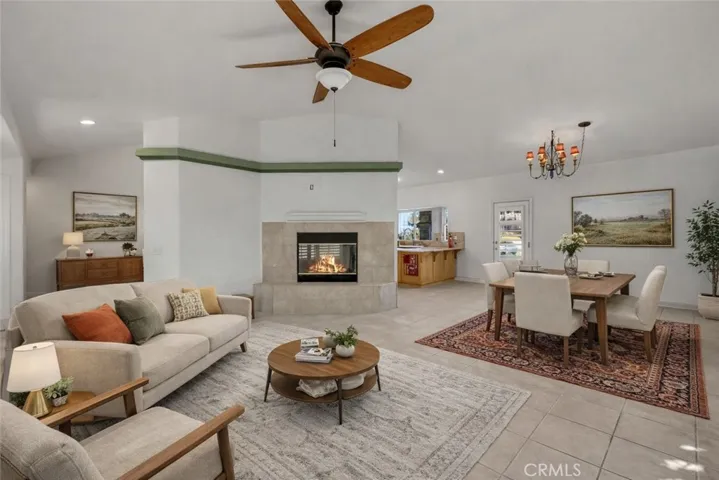 Living/dining virtually staged.