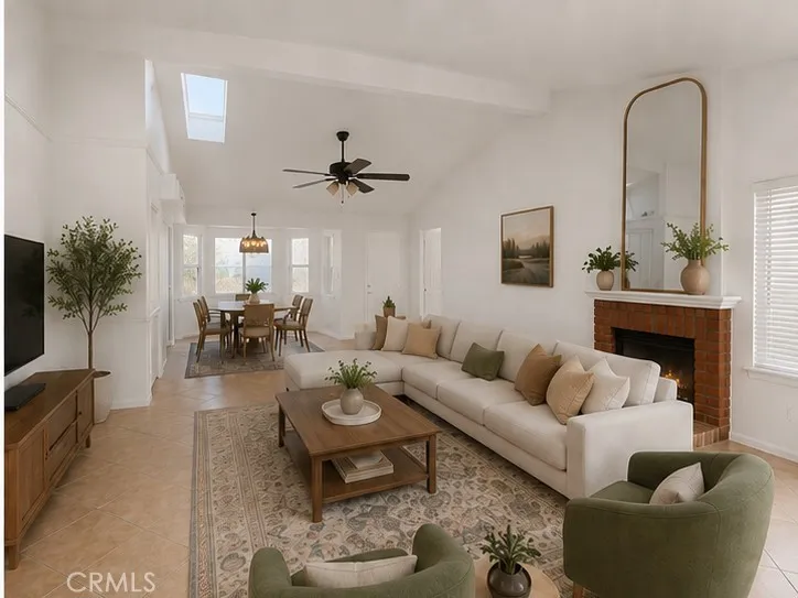 Digitally staged living room