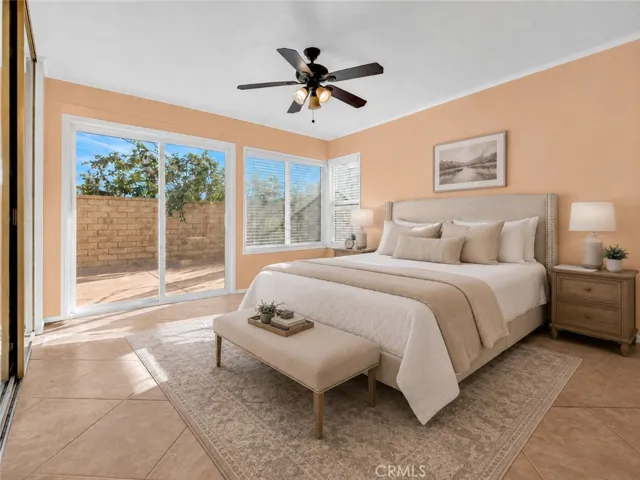 Digitally staged primary bedroom