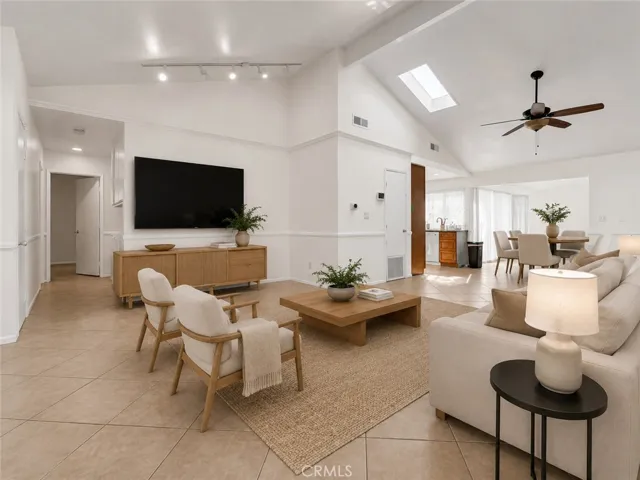 Digitally staged living/dining area