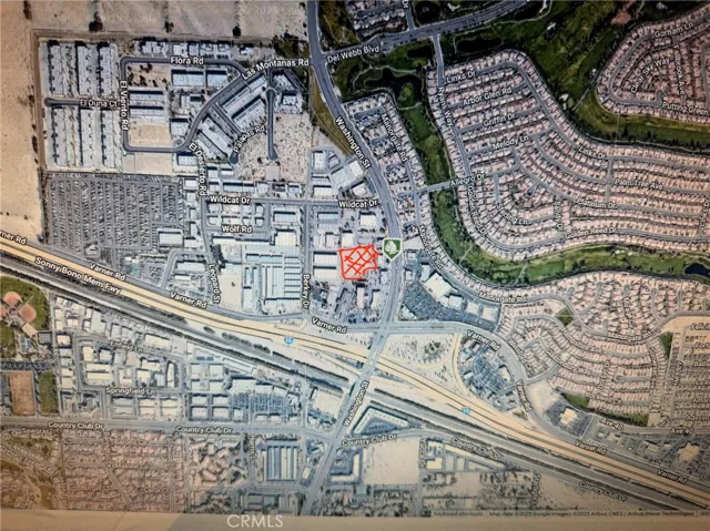 Lot in red line from air