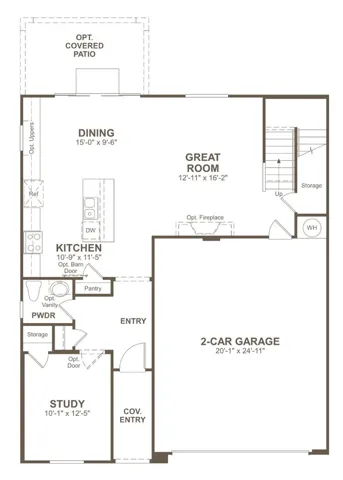 Citrine Duo 1st Story — Actual home is a mirrored version of the displayed floor plan.