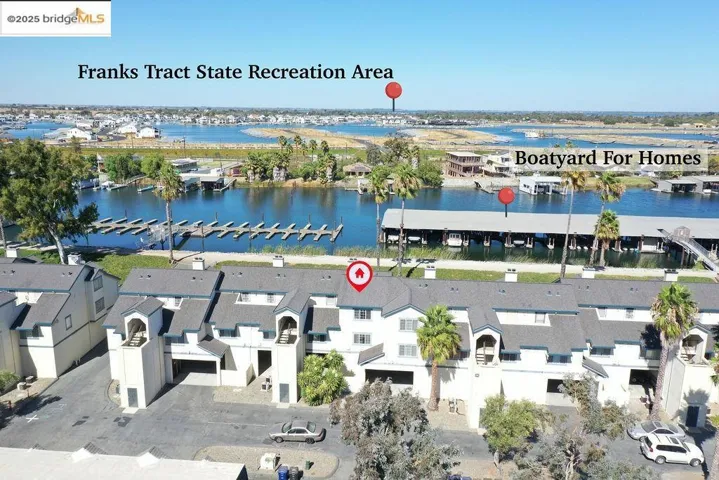 Drone / aerial view of a nearby body of water