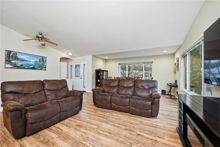 Living and dining area from kitchen.