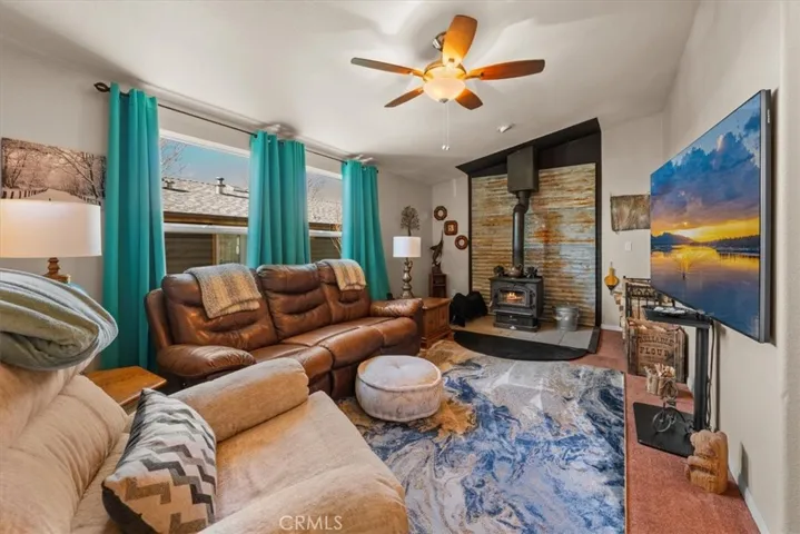 Family room and and wood burning stove