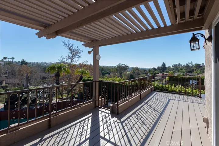 Covered balcony takes in the breathtaking view to the south.
