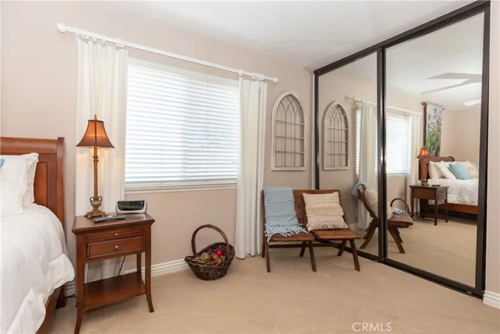 with an ample mirrored closet.