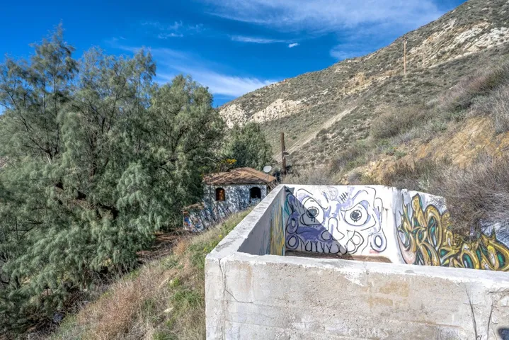 Pool above house , empty