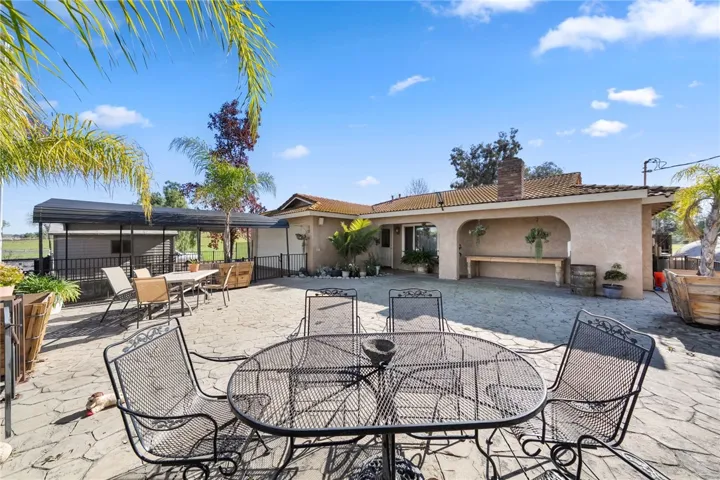 fenced patio area in front