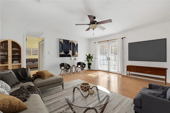 Virtually staged family room.