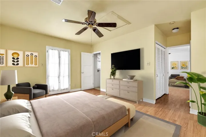 Virtually staged master bedroom