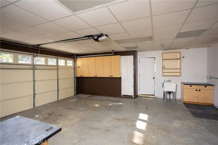 Garage with cabinets