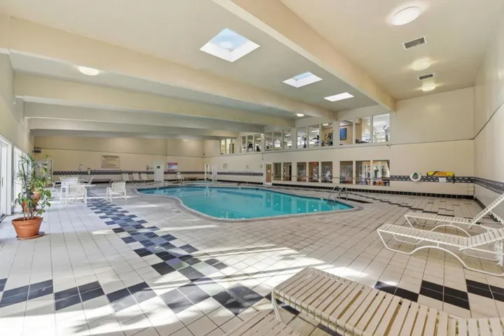 Pool and hottub right off the locker rooms.