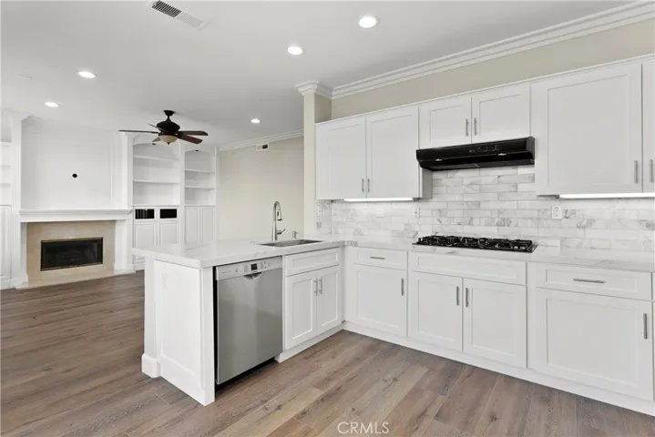 Kitchen overlooks family room