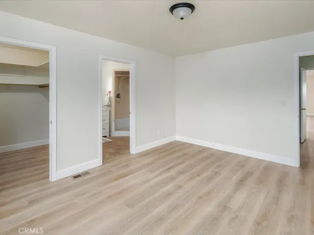 Primary bedroom has a large walk in closet
