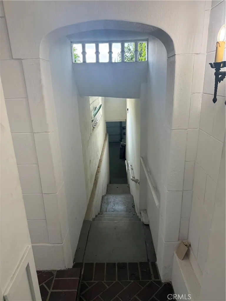 Stairs to garage from inside the house