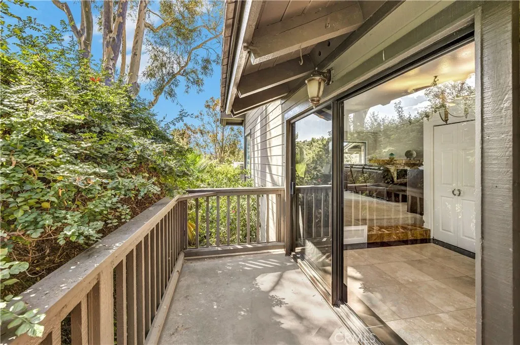 The balcony outside of the breakfast nook.