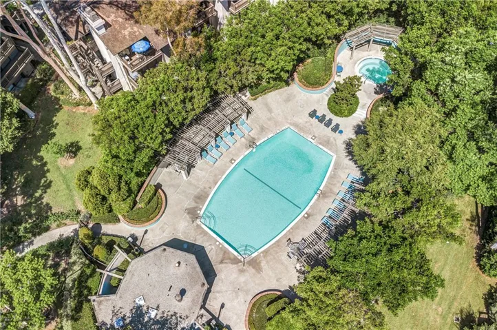 The aerial picture of the second pool and spa.