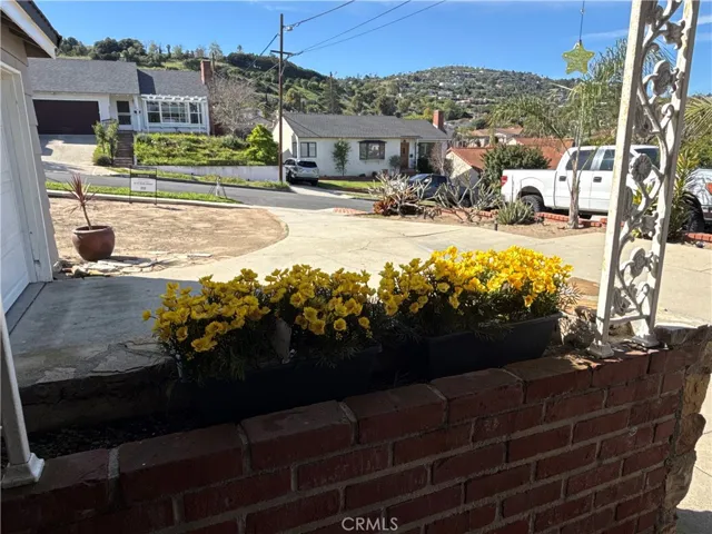 View of the hill from the front porch and kitchen window.