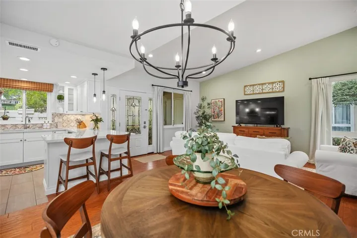 Upgraded light fixture in dining room