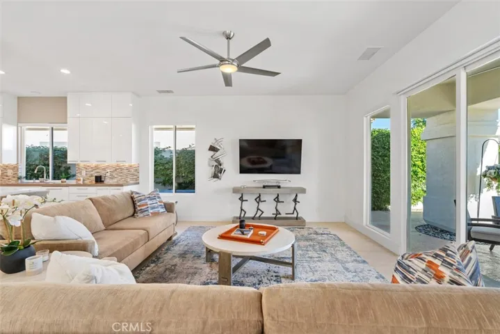 Open family room kitchen with built in bar