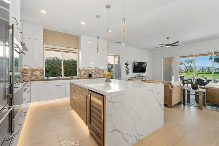 Large kitchen island with wine refrig