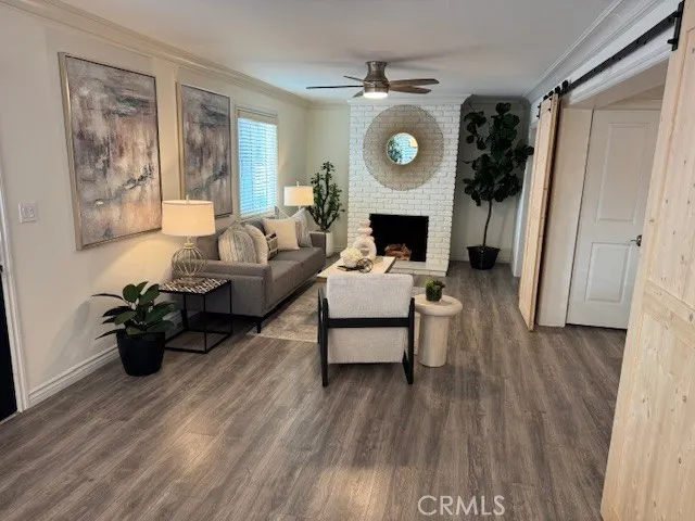 Living room with fireplace