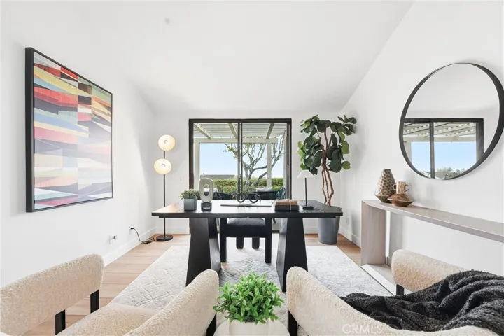 This ocean-view office offers flexible use as a home office or third bedroom.