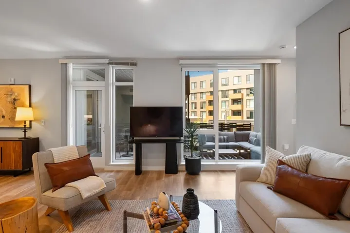 Living room featuring wood finished floors