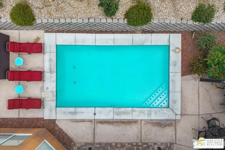 Overhead view of pool