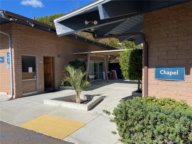 Hardscaped area between two of the main buildings, suitable for outdoor tables, chairs.