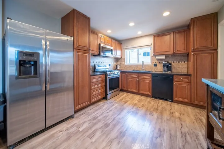 Spacious kitchen stainless steel appliances