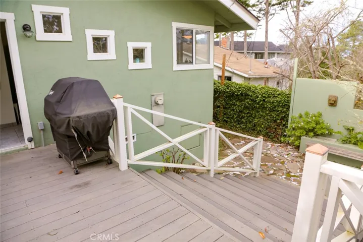 stairs from deck to lower garden and sitting area