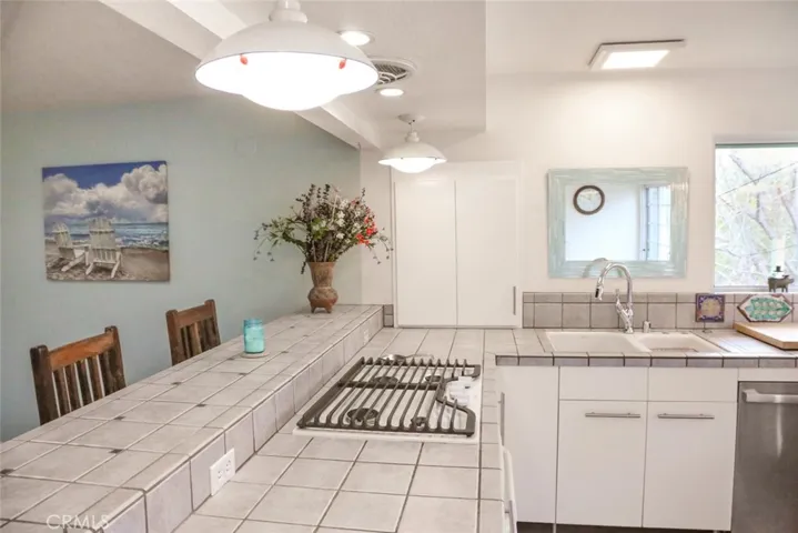 Kitchen with mountain views from the windows