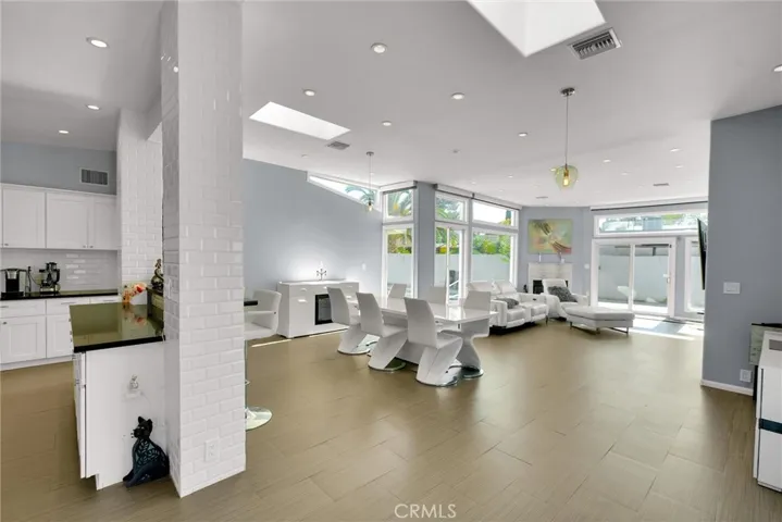 View from entry toward open concept dining and living area.