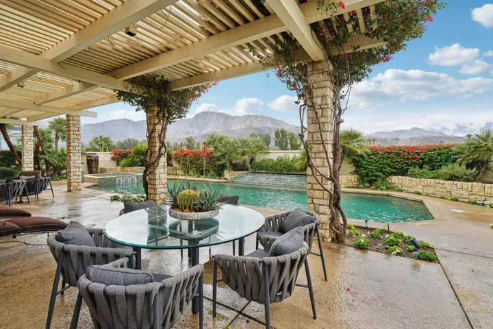 Backyard eating area off kitchen