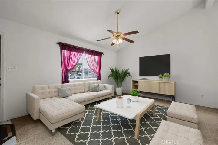 Digitally staged living room