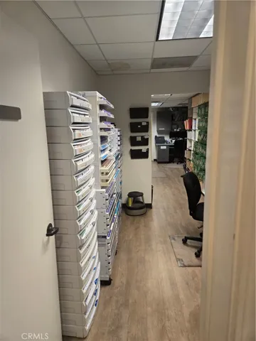 File storage area off of the reception desk.