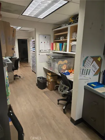 Storage and work area off of the reception area.