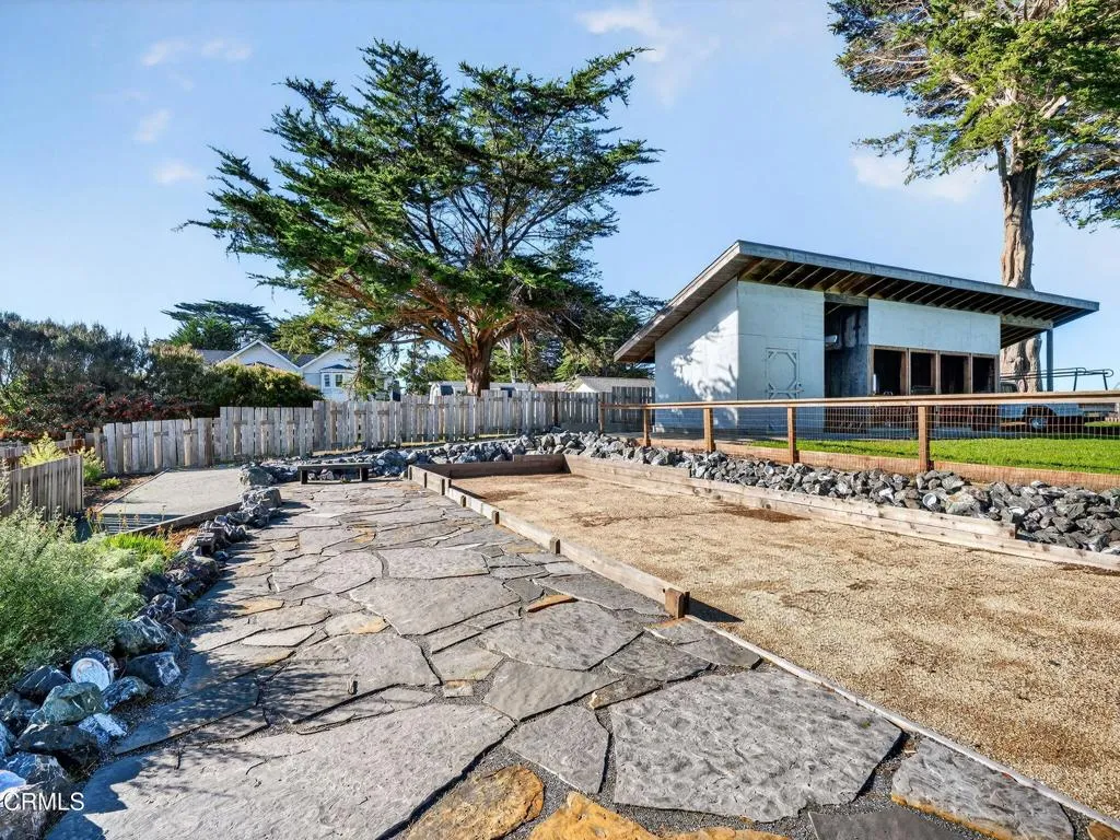 Flagstone patio looking toward the barn