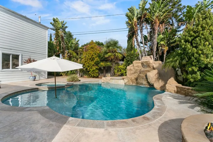Pool and spa in private back yard.