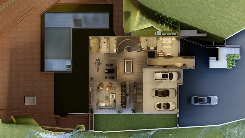 Rendering for floor plan for basement