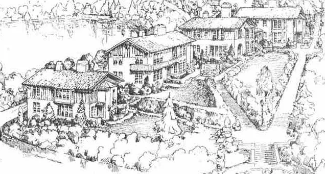 Vintage drawing of the Rose Walk Complex